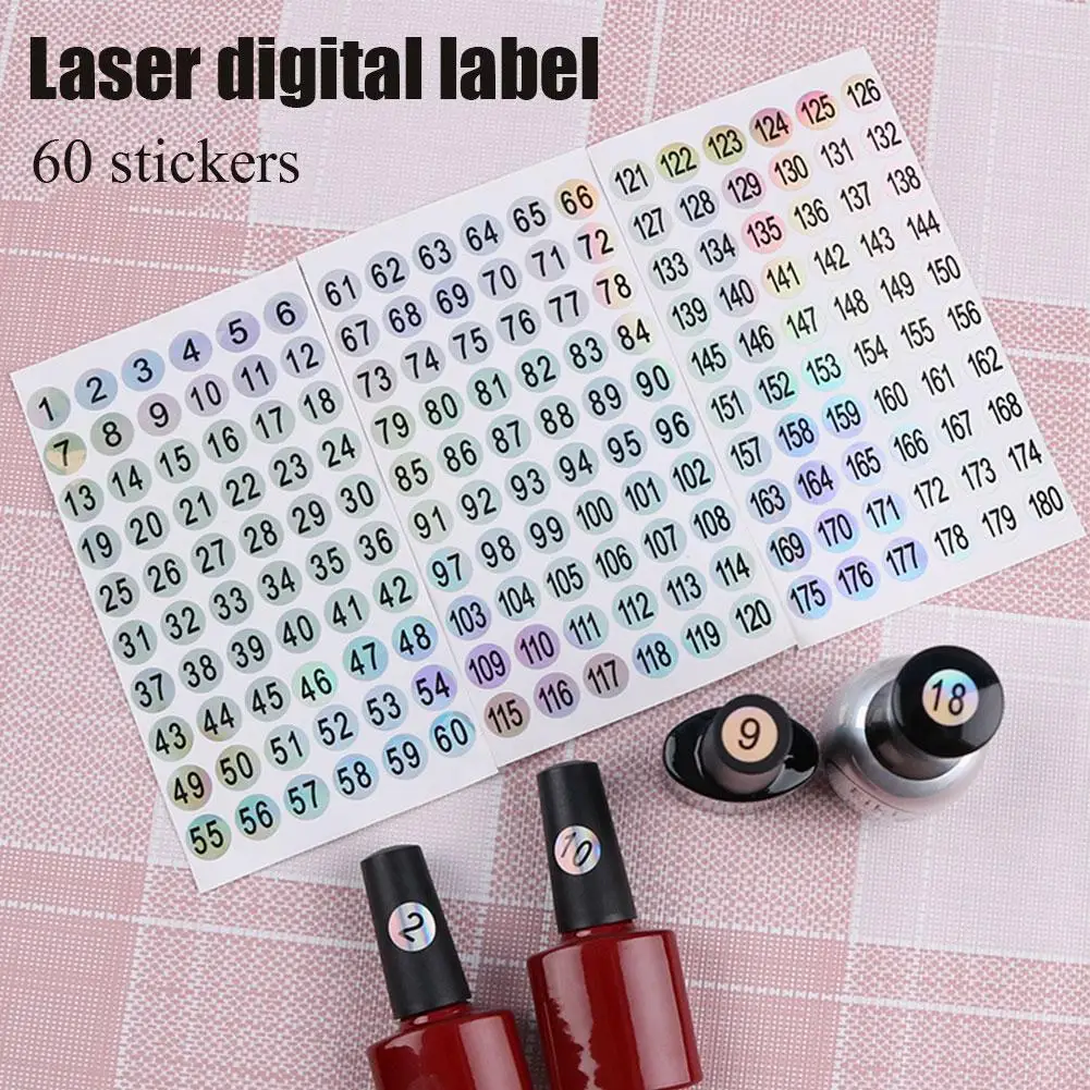 

Number Sticker Label For Nail Polish Color Gel Varnish Tool Digital 1-60/ Manicure 61-120/ Numbering Marking 121-180 Label E3B3