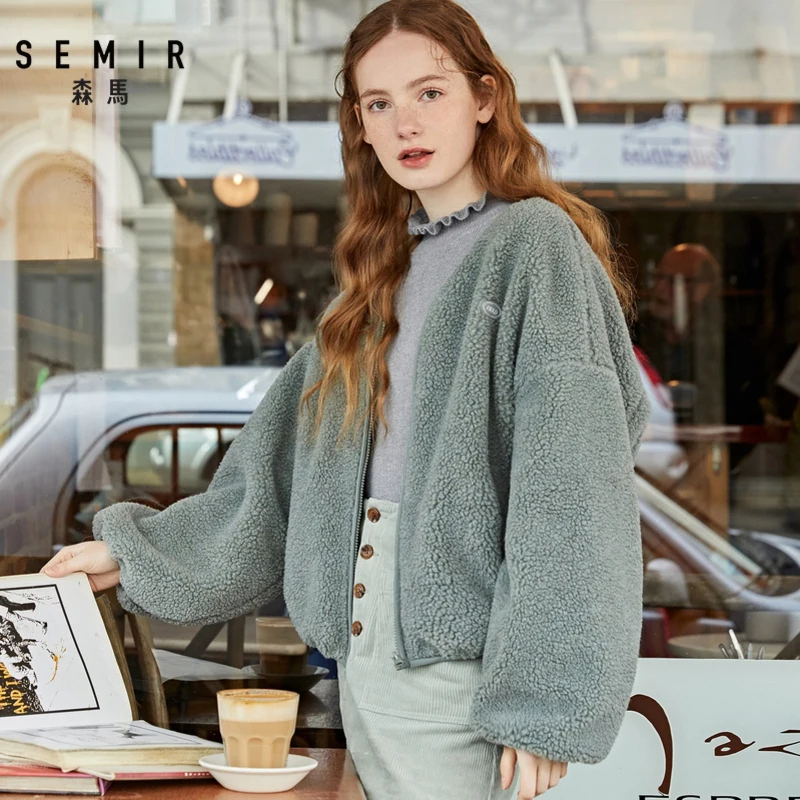 Куртка SEMIR женская короткая в стиле оверсайз свободная теплая куртка с V-образным