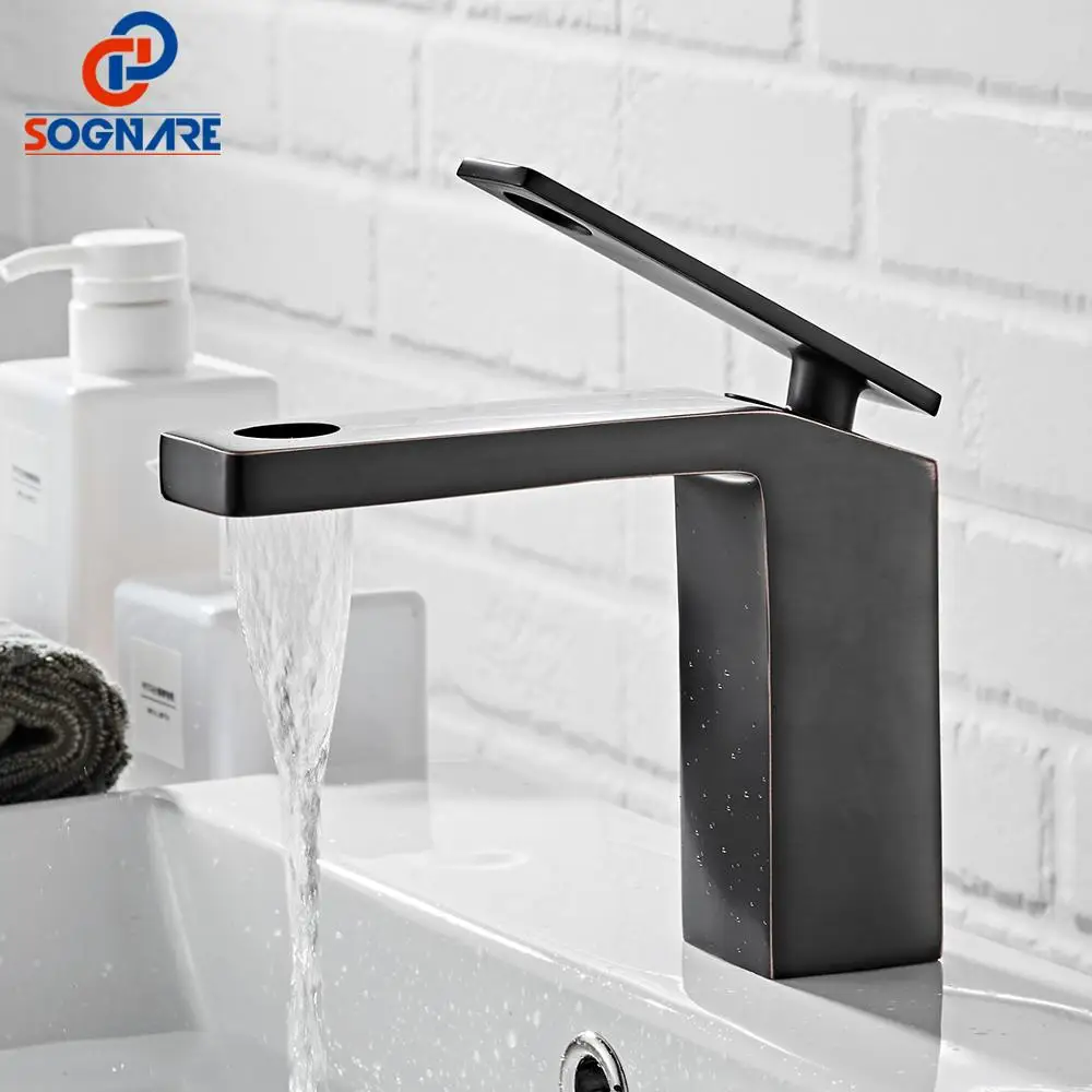 

SOGANRE Basin Faucet Bathroom Torneira Para Banheiro Black Faucet Basin Taps Deck Mounted Grifo Lavabo Hot Cold Mixer Tap Crane