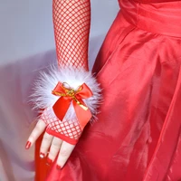 1 pair women adult red sexy gloves accessory christmas xmas gift lady santa claus cosplay costume