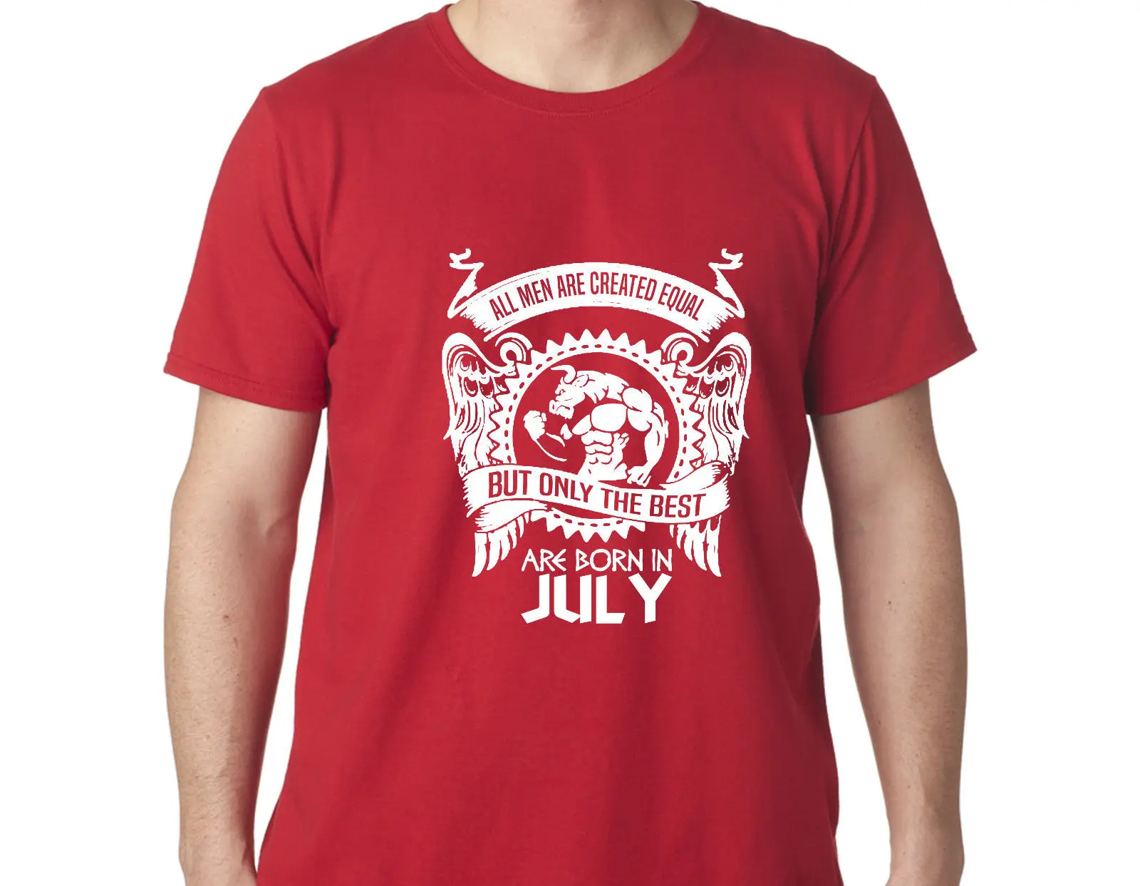 

All Men Are Created Equal Only The Best Are Born In July Shirt Tshirt T-Shirt Discount 100 % Cotton T Shirt for Men'S