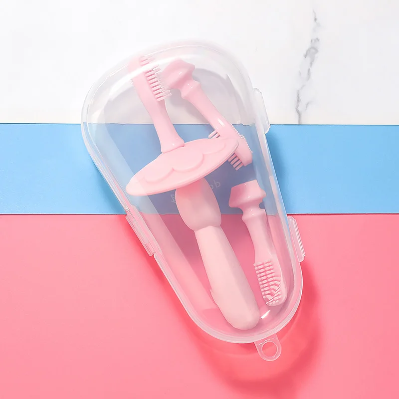TYRY.HU-cepillo de dientes de silicona para dedos de beb&eacute; + caja, limpieza de goma, suave y transparente-5