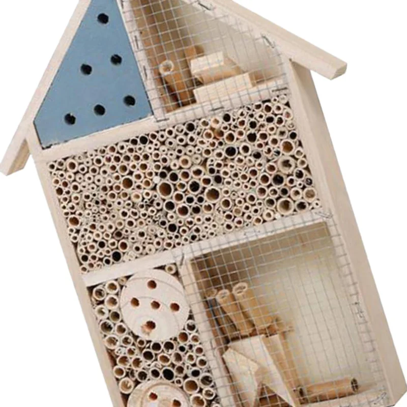 

NEW-Wooden Handicraft Garden Bee Ladybird House Bug Hotel Natural Shelter for Bee Ladybird House Decoration