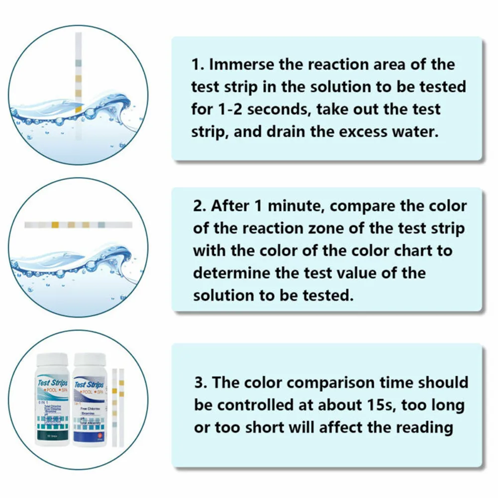 

Paper Chlorine PH Value SPA Spa Strips 100PS Swimming Test 6in1 Tester