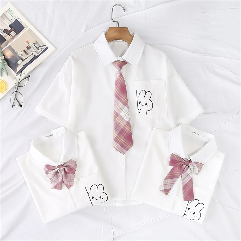 Женские белые блузки рубашки 2022 летние топы с коротким рукавом и принтом кролика