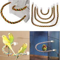 parrot bird standing toys cotton rope colorful toy chew perches staion bar for bird cage cotton rope accessories supplies