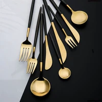 flatware set stainless steel cutlery gold silverware forks knives spoons kitchen tableware reusable utensil kit dinnerware set