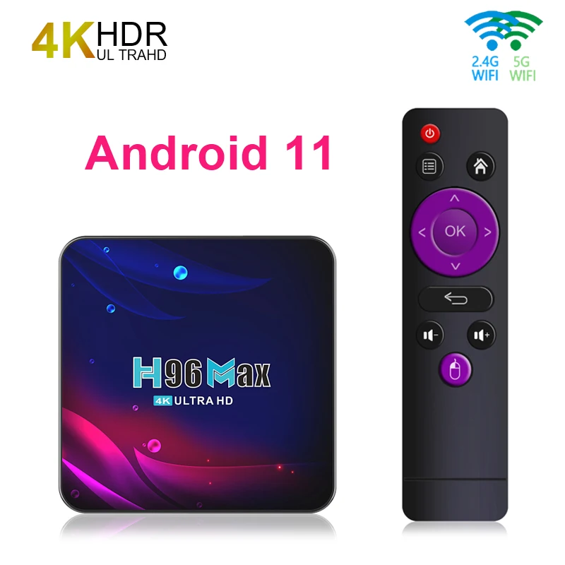 

Приставка Смарт-ТВ H96 MAX RK3318, 4 + 64/4/32 ГБ, Android 11,0