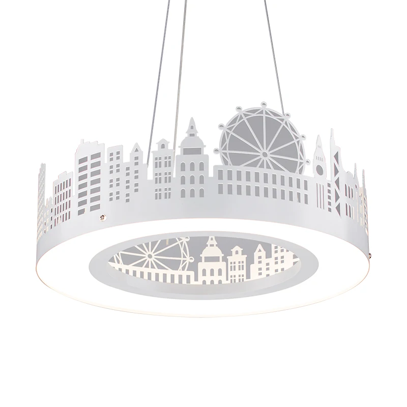 Современные светодиодные подвесные светильники железо акрил городская модель