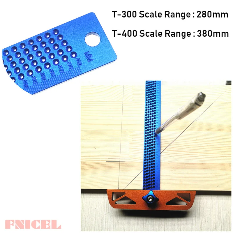 

T300/T400 Carpenter tools T Type Square Ruler Woodworking Aluminum Alloy Scriber Measuring Carpentry Marking Tool Gauge Gauging