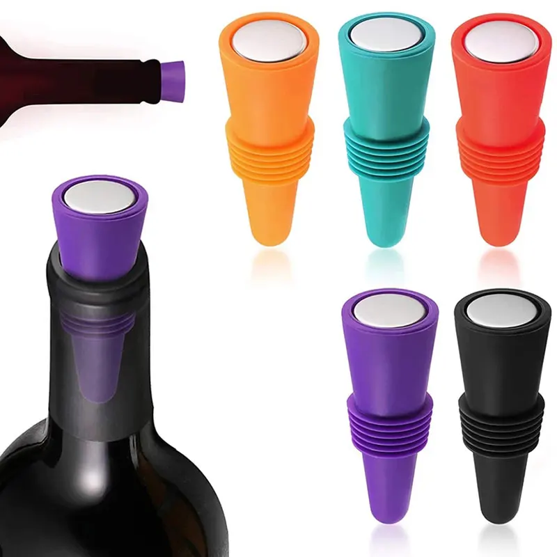 

Kitchenware Silicone Wine Stopper Leak Proof Champagne Bottles Creative Sealer Stopper Reusable Wine Gifts Bar Tools