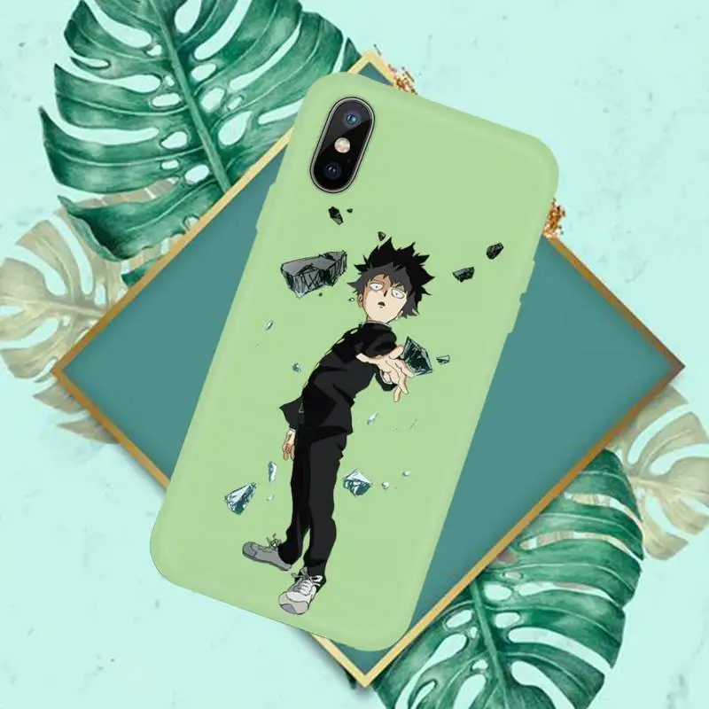 

Mob Psycho 100 Phone Case Green Candy Color for iPhone 11 12 mini pro XS MAX 8 7 6 6S Plus X SE 2020 XR