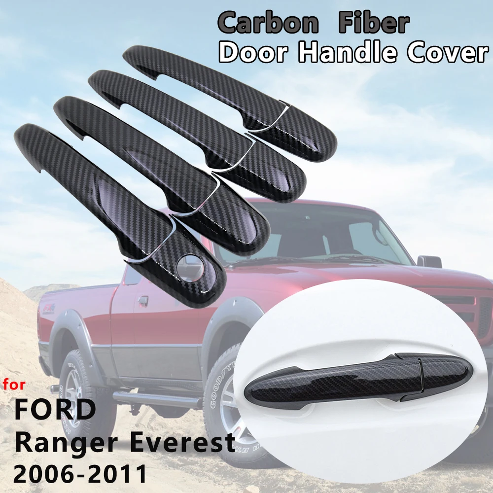 Глянцевая черная крышка для дверной ручки из углеродного волокна Автомобильная