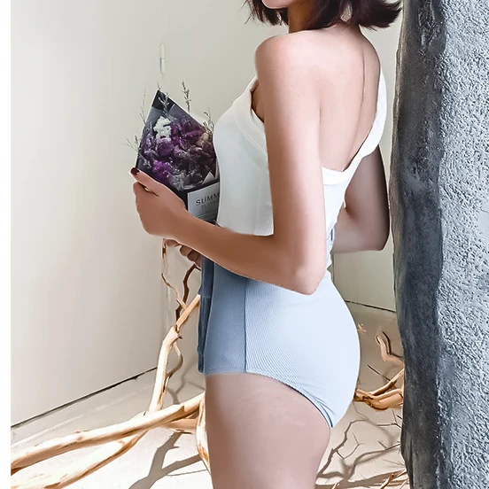 Пикантные 2020 Леди Ретро Белый поликлиновый приводной ремень Плавание одежда Для