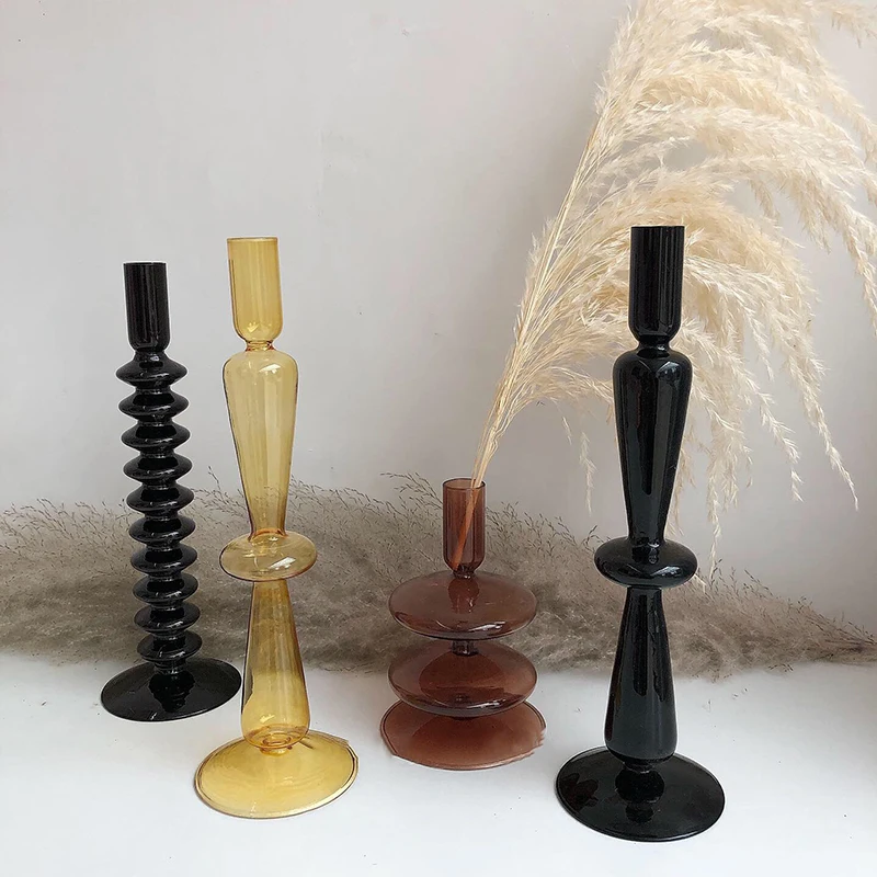 Clear Glass Candle Holders Wedding &amp Dining Table Decorative Candlestick Holder Candelabra Fits Led Candles | Дом и сад