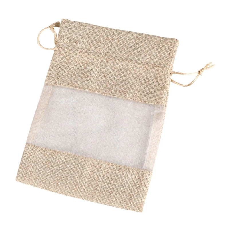 

Linen Burlap Organza Bag with Drawstring for Wedding Party Favors Cosmetic Samples Goodies Mesh Pouch