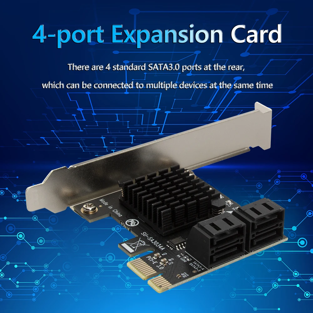 

SATA PCIe Adapter 4 Ports SATA III to PCI Express 3.0 X1 Expansion Card Controller Expansion Card Add On Card