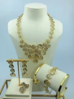 guomei dubai fine jewlery 18k italian gold women necklace bracelet earrings ring jewelry sets a0015