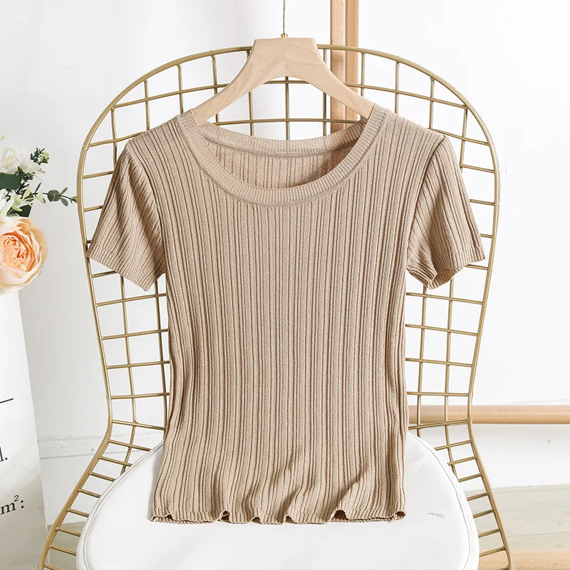 Thin Sweaters Women Summer Knitted Tees O-neck Short Sleeve Female Knitting Shirts Ladies Tops Sweater Mujer Pink White Black | Женская