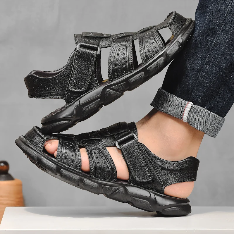 Брендовая мужская обувь летние мужские сандалии кожаные высокого качества