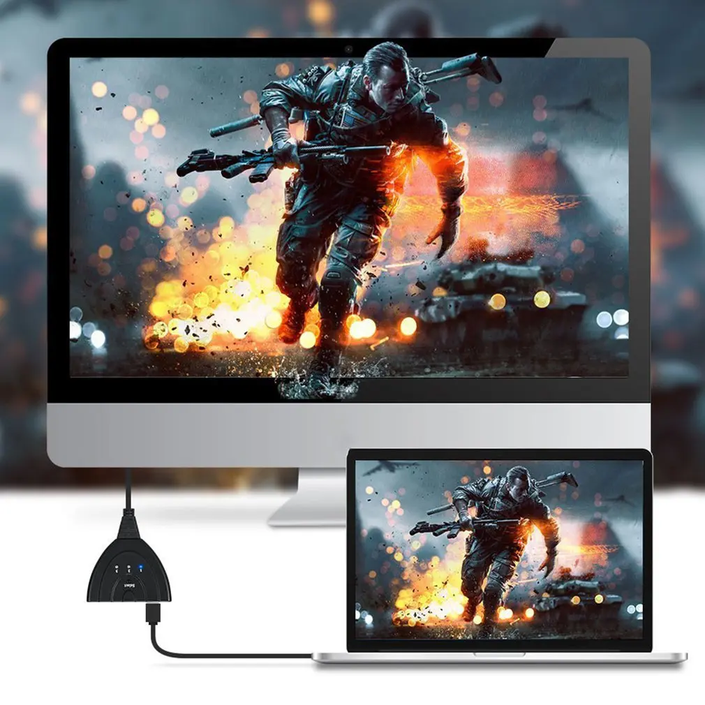 Портативный мультимедийный коммутатор Full HD 4K * 2K 1080P 3 порта HDMI | Электроника