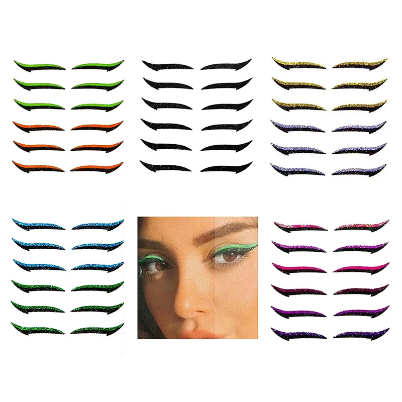 

6 Pairs Reusable Eyeliner Stickers Eyelid Line Stick Cat Eye Makeup Stickers