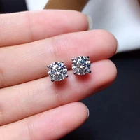 moissanite earring for women engagement anniversary wedding gift 1ct 6 5mm d color vvs lab diamond real 925 sterling silver