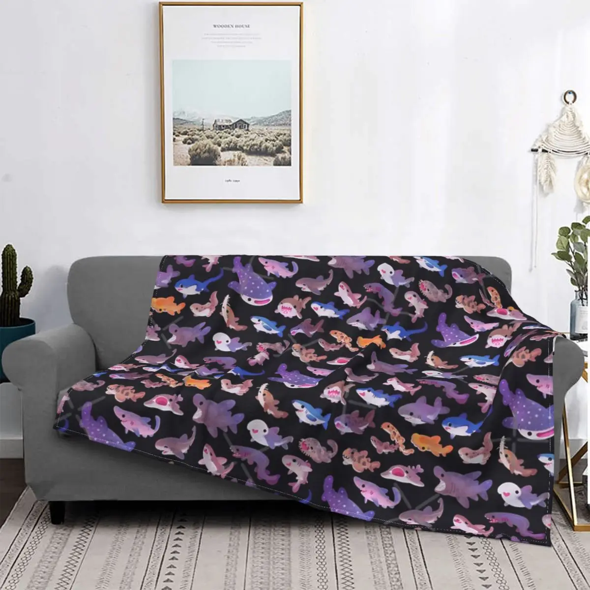 Manta de día de Tiburon, para cama colcha, cubierta de cama a cuadros, toalla de playa, mantas a cuadros para Baby