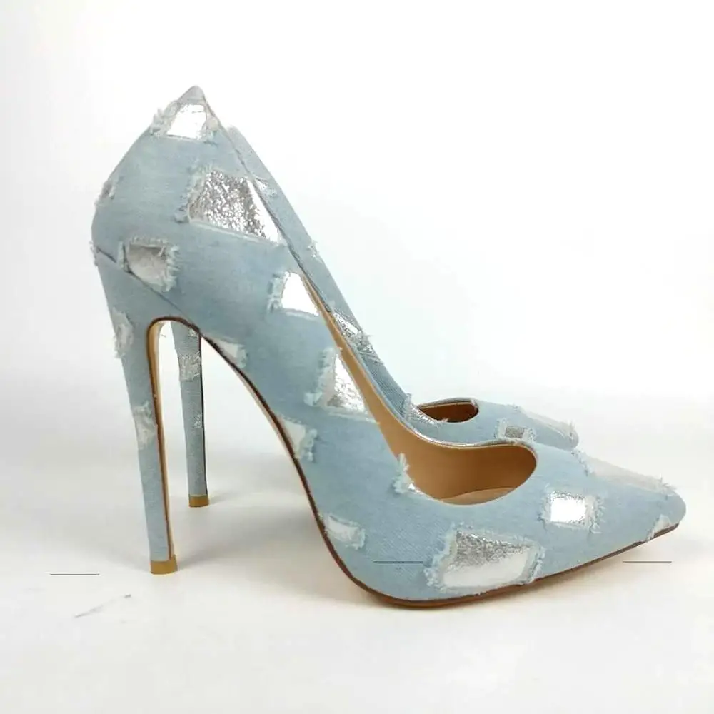 Aimirlly/Женская обувь Туфли лодочки с острым носком на высоком каблуке Джинсовые