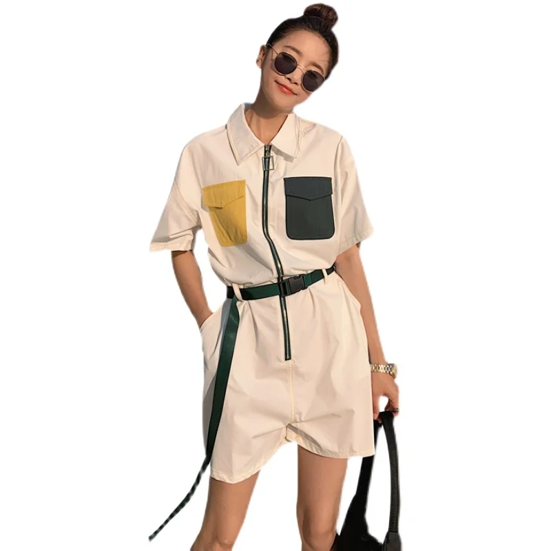 

Rompers Women BF Style Cute Stright Summer Fashion Preppy Girls Denim Romper Leisure Harajuku Womens Playsuits