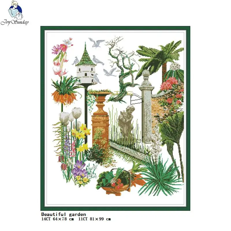

Beautiful Garden Printed Cross Stitch Kit 14CT 11CT Chinese Embroidery Kit DIY Plant Pattern Needlework Home Decoration Painting