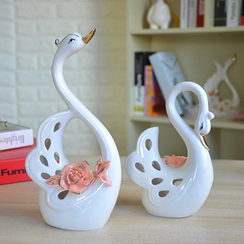 

Swan Decorative Statues White Porcelain Statue Creative Home Decor Modern Sculptures Figurines Craft Office Home Decoration
