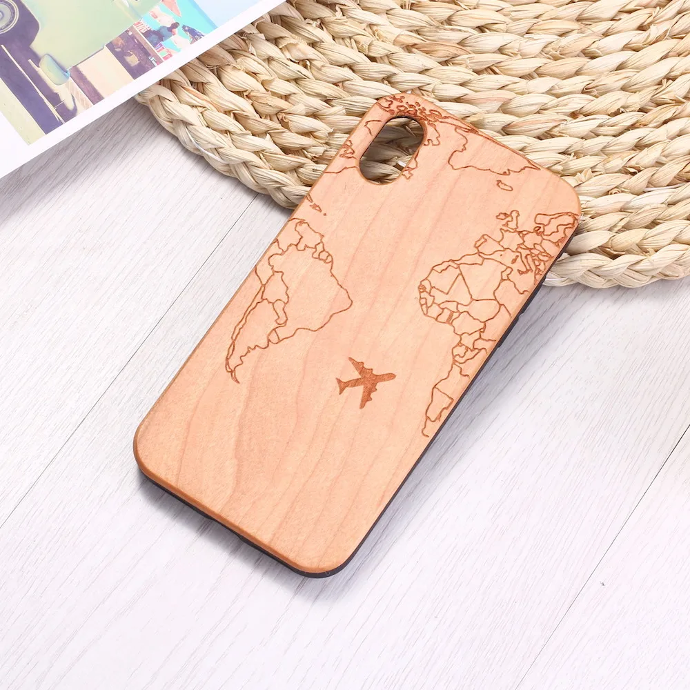 Чехол для телефона iPhone 6S 6Plus 7 7Plus 8 8Plus XR X XS Max 11 Pro Max с гравировкой для паспорта, полета, путешествия, Карта мира, деревянный чехол для телефона