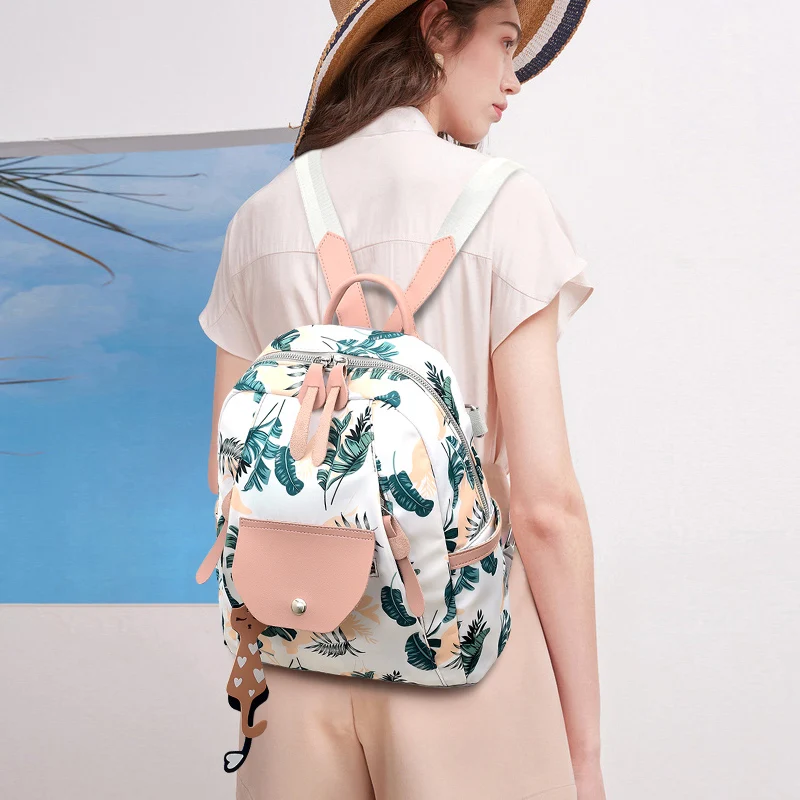 Women Backpack Flower Printing School Backpacks For Teenage Girls Nylon Bookbags Lady Daily Travel sac Shoulder Bags XA511H