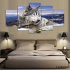 Модульная Картина на холсте HD с принтом, 5 панелей, Постер с изображением животных, волков, рамок, Современное украшение для дома, гостиной