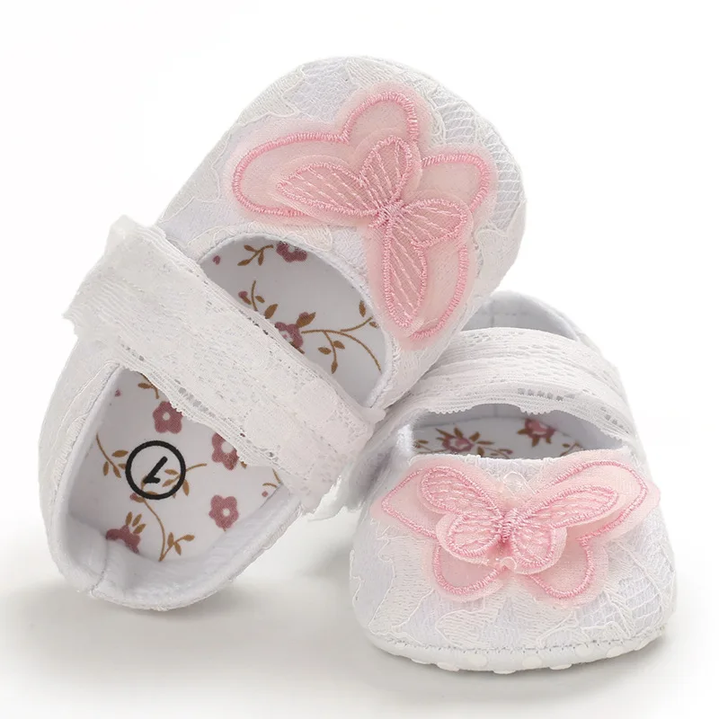 Туфли для новорожденных мягкая хлопковая удобная подошва кружевная обувь с