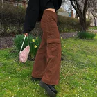 Новинка 2021, женские вельветовые джоггеры Карамельно-коричневого цвета, женские брюки с широкими штанинами, эстетичные прямые брюки с высокой талией, женские спортивные брюки, брюки