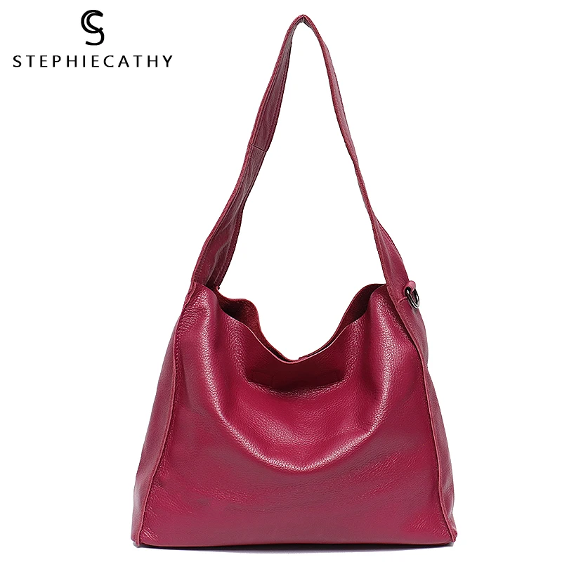 

SC Luxury Genuine Leather Women Shoulder Bags Ladies Large Capacity Casual Hobo Handbag Female Soft Cowhide Travel Messenger Bag