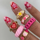 Модные ювелирные изделия Y2K, искусственная кожа, винтажная акриловая смола, искусственная дружба, кольцо на палец, ювелирные изделия