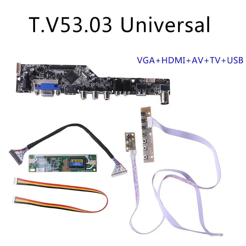 V56 Universal LCD TV Controller Driver Board PC/VGA/USB Interface+7 Key Board+LVDs Cable Kit | Электроника