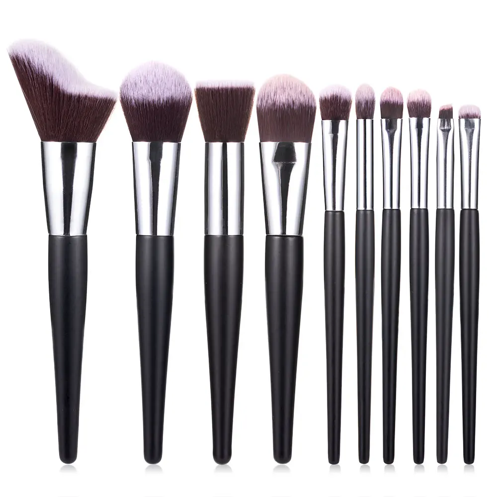 10pcs no Bag RANCAI 10/15 набор кистей для макияжа, пудры, основы, основа, тени для глаз, набор кисточек для макияжа Косметические кисти для макияжа, мягкие синтетические волосы - Handle Color: 10pcs no Bag