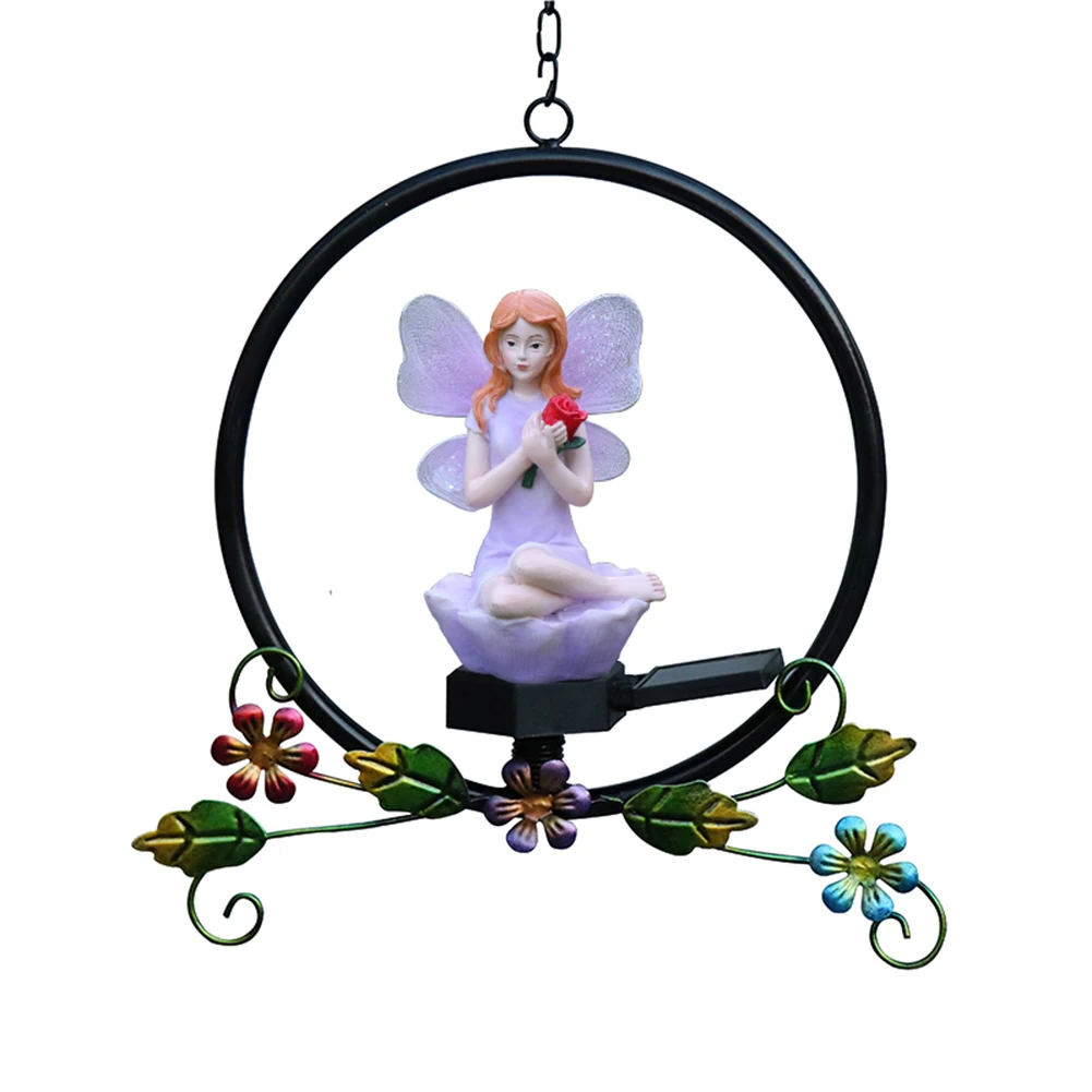 

Solar Flower Fairy Light Outdoor Hanging Resin Craft Lawn Lamp Garden Decor