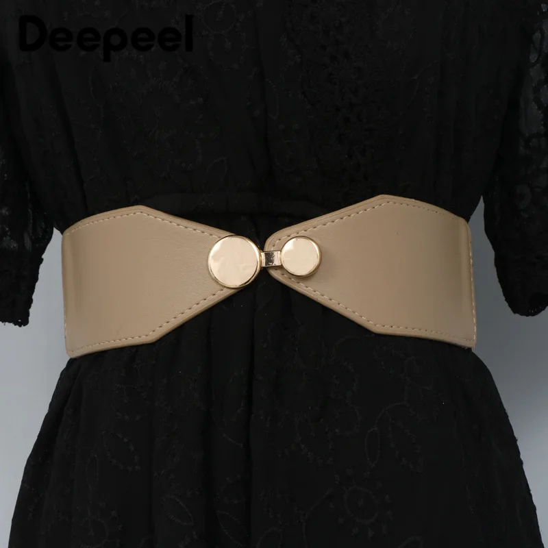 

Deepeel 1Pc 5.8*77cm Ladies PU Leather Fashion Waist Belt Decoration Female Elastic Belts Corset Luxury Woman Wide Waistband