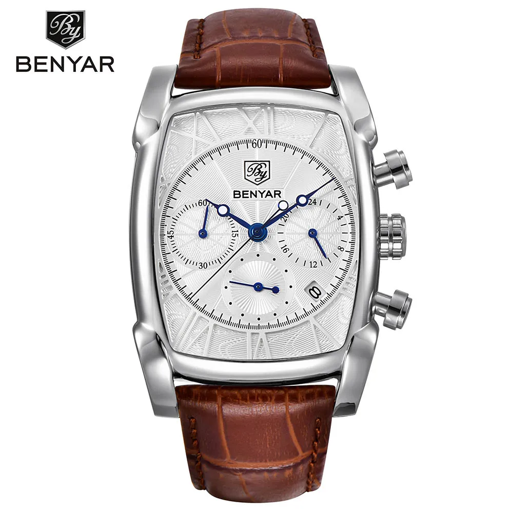 

Fashion Sports Chronograph Mens Watches Top Brand Casual Leather Quartz Business Wristswatch Waterproof Watch Relogio Masculino