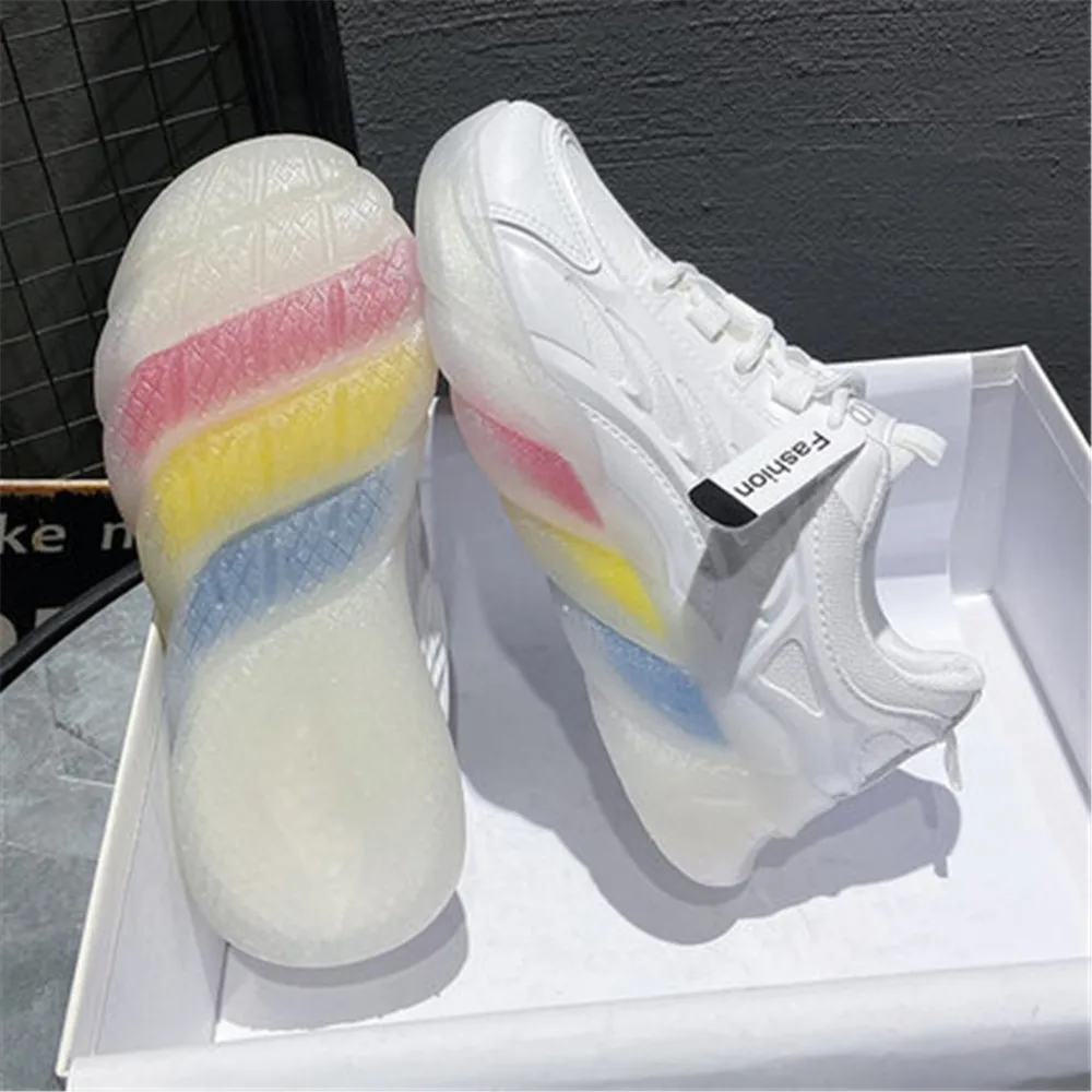 

Spring Autumn Women Casual Lace Up Chunky Shoes 2021 New Comfortable Platform Sneakers Ladies Trainers Chaussure Femme White