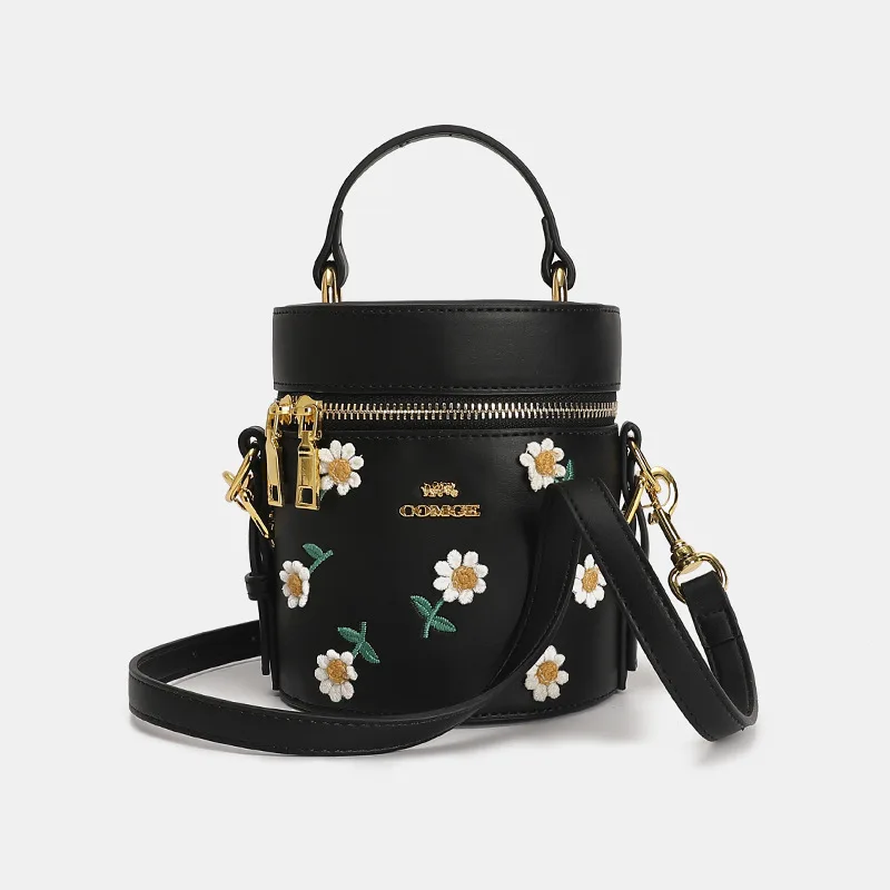 

100% Full Genuine Leather Bag 2021 New Fashion Single Shoulder Messenger Embossed Drum Bags Luxury Designer Handbags Luis Vitton