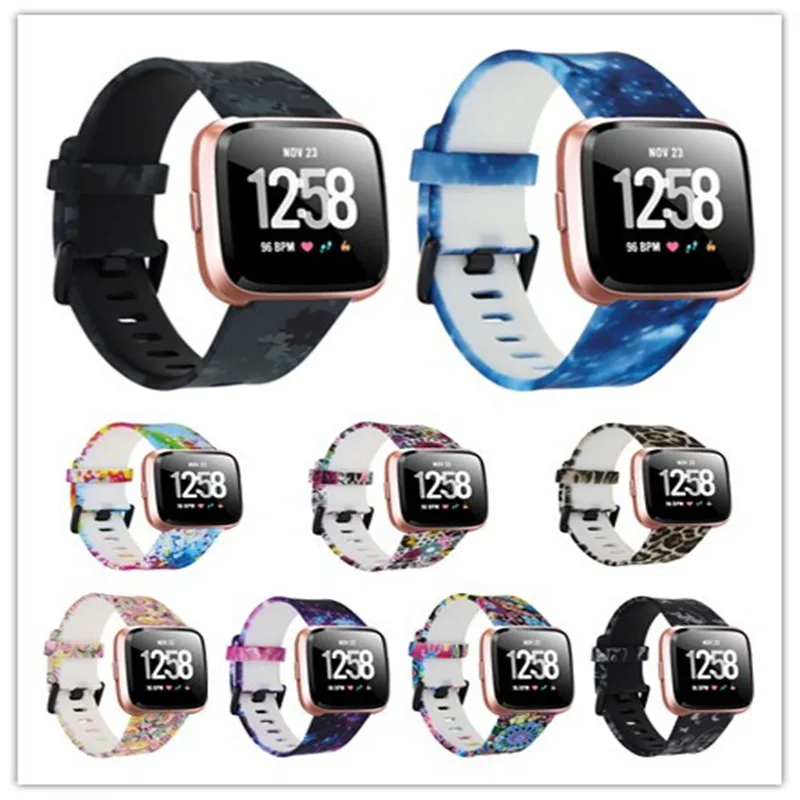 

23mm strap for fitbit versa 2 smart bracelet printed fitbit versa lite bracelet strap smart wristband bracelet for man