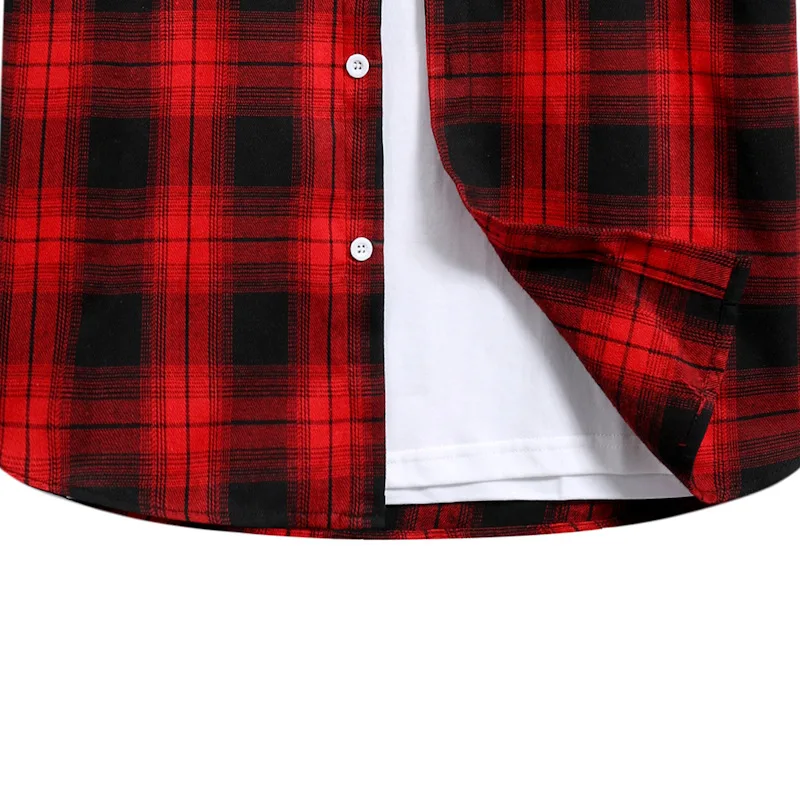 

Korean Fashion Men Plaid Shirt Short Sleeved Shirts Hooded Buttons Hip Hop Streetwear Blouse Tops Colorblock T Shirt for Men