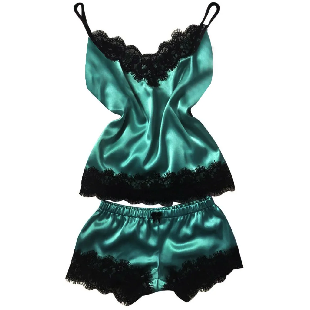 

Sexy Lingerie Set Women's Pajama Set Temptation Babydoll Lace Satin Nightwear Cami Top Shorts Mujer Intimates Nightie Suit