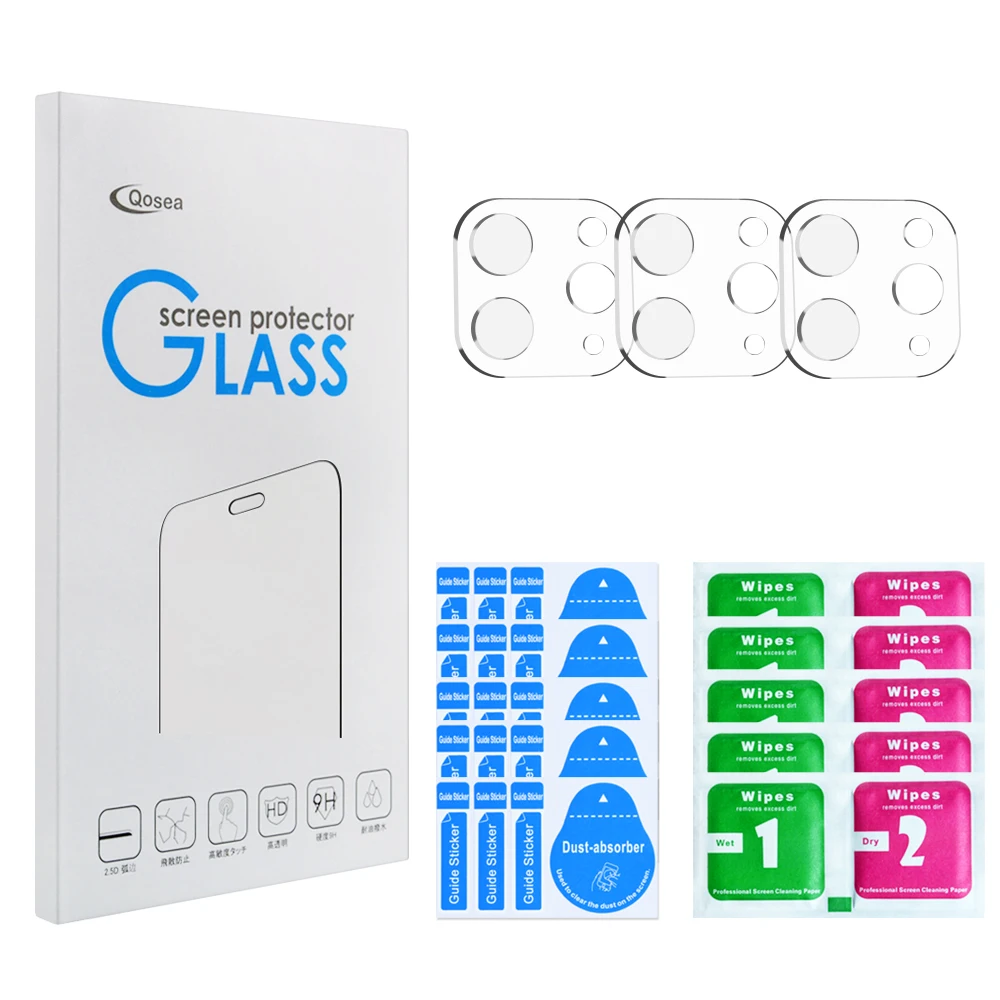 

Qosea 5 Pcs Camera Screen Protector Tempered Glass For Apple iPad Pro 11 (2020) 9H Hardness Crystal Film On iPad Pro 12.9 (2020)